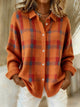 Women's Casual Contrast Color Autumn And Winter Retro Plaid Print Buttoned Cardigan Sweater