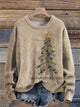 Retro Christmas Tree Casual Long Sleeve Turtleneck Pullover Sweater