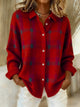 Women's Casual Contrast Color Autumn And Winter Retro Plaid Print Buttoned Cardigan Sweater