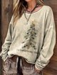 Retro Christmas Tree Casual Long Sleeve Cardigan Sweater