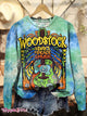 Unisex Vintage Hippie Music Woodstock Art Print Casual Hoodie