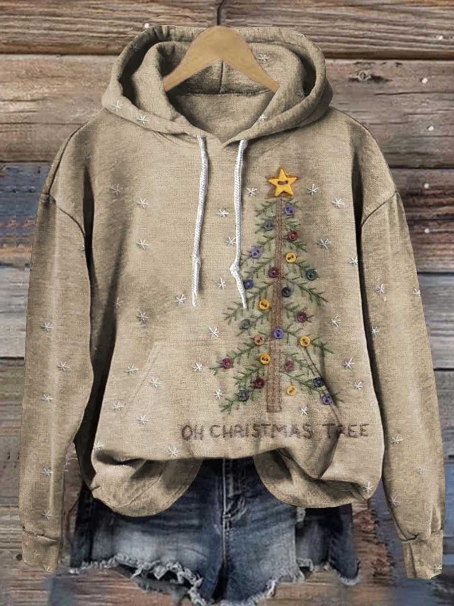 Retro Christmas Tree Casual Zip Sweatshirt